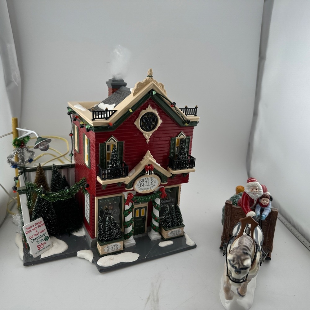 Dept 56 Original Snow Village SILVER BELLS CHRISTMAS SHOP Gift Set 55040